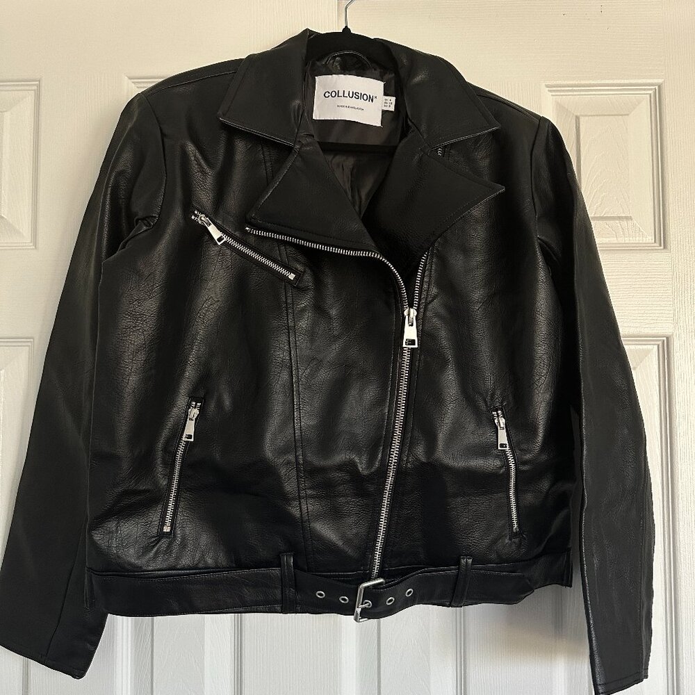 NEW! Oversized faux leather biker jacket